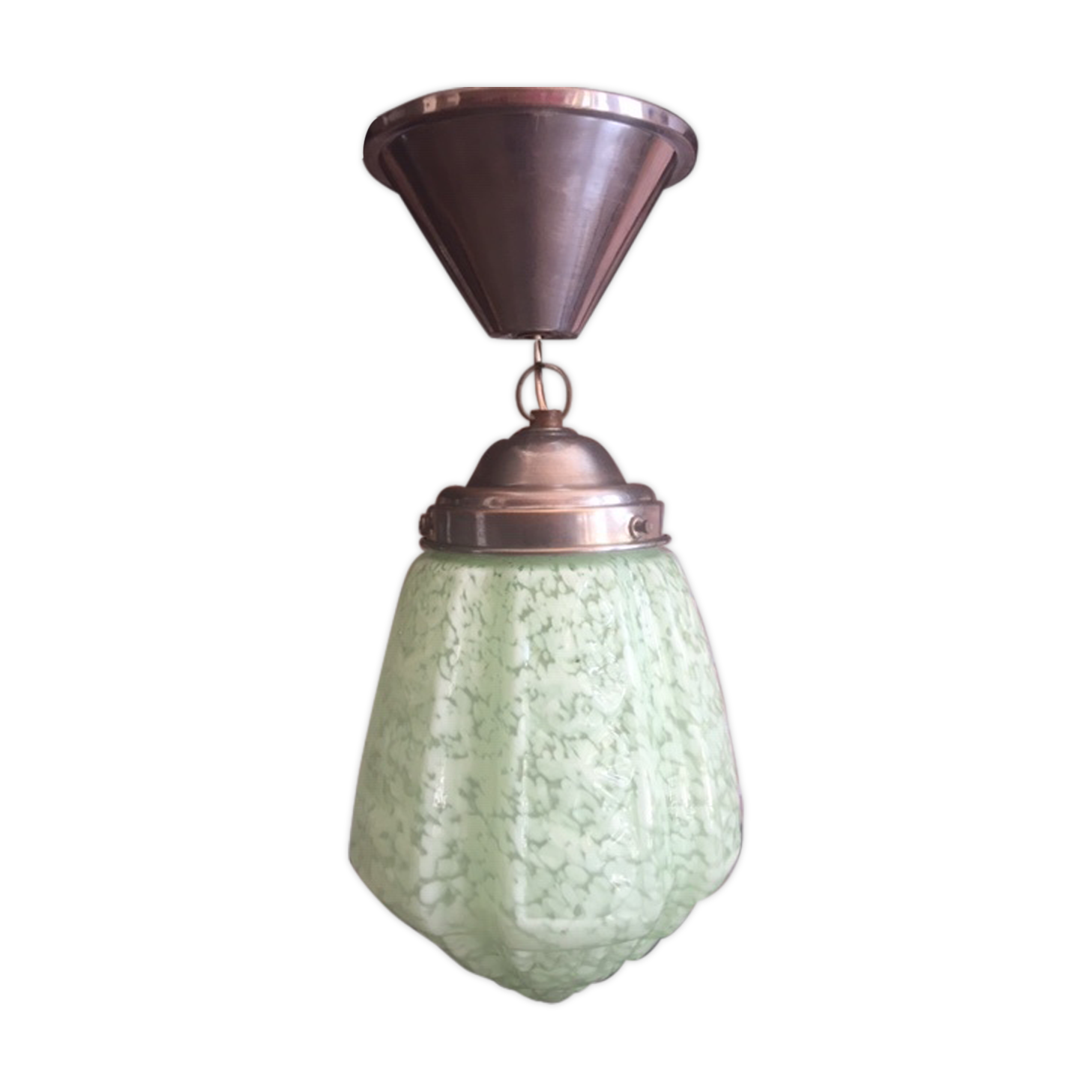 Plafonnier globe glass opalin green anise art deco