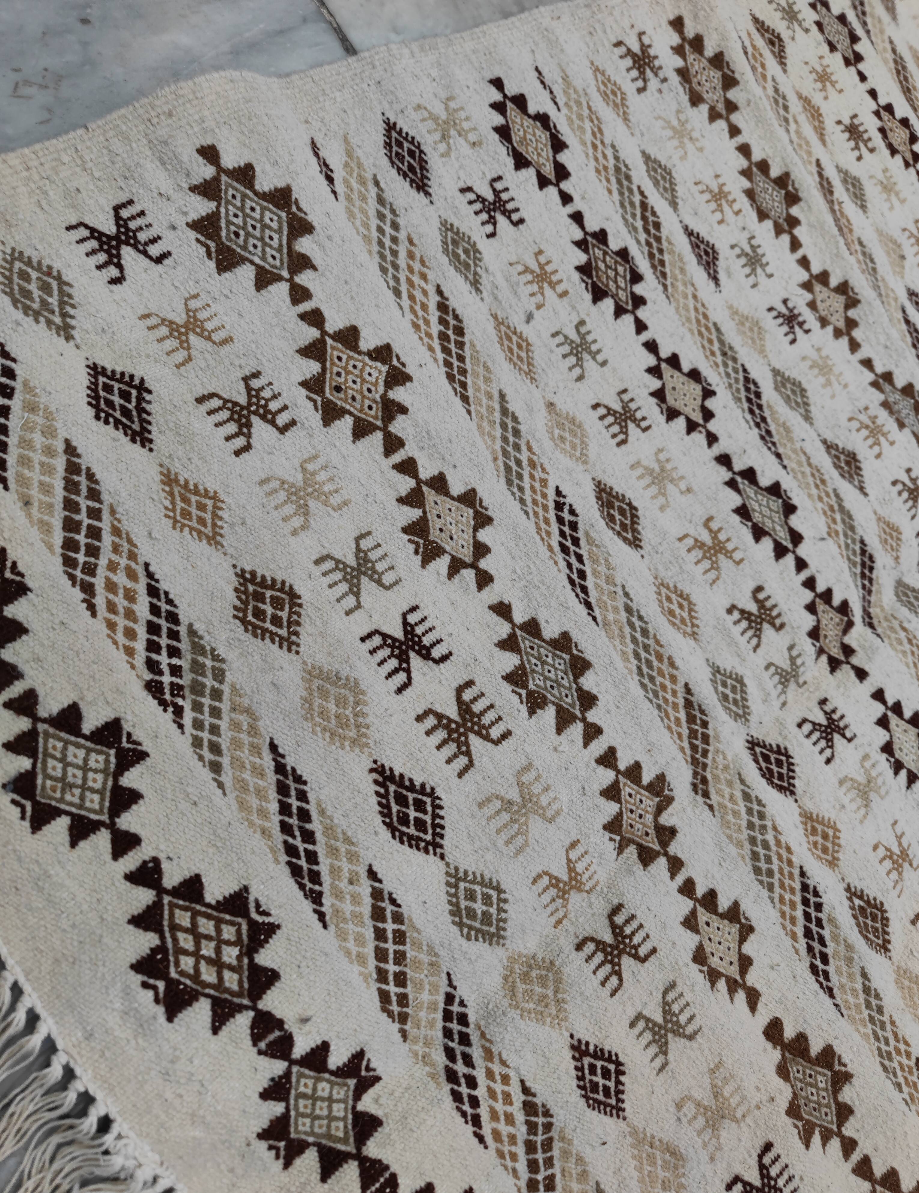 Certified hand-woven Berber patterned rug