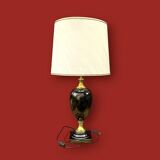 Vintage table lamp in glazed ceramic and gold-tone metal