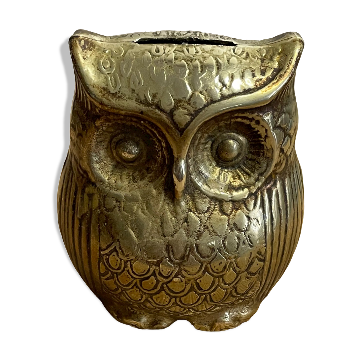 Owl brass piggy bank