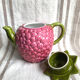 Raspberry slip teapot