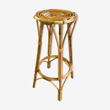 Bar stool in rattan and bamboo - 60s