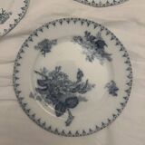 3 flat plates in Sarreguemines iron clay model Flore