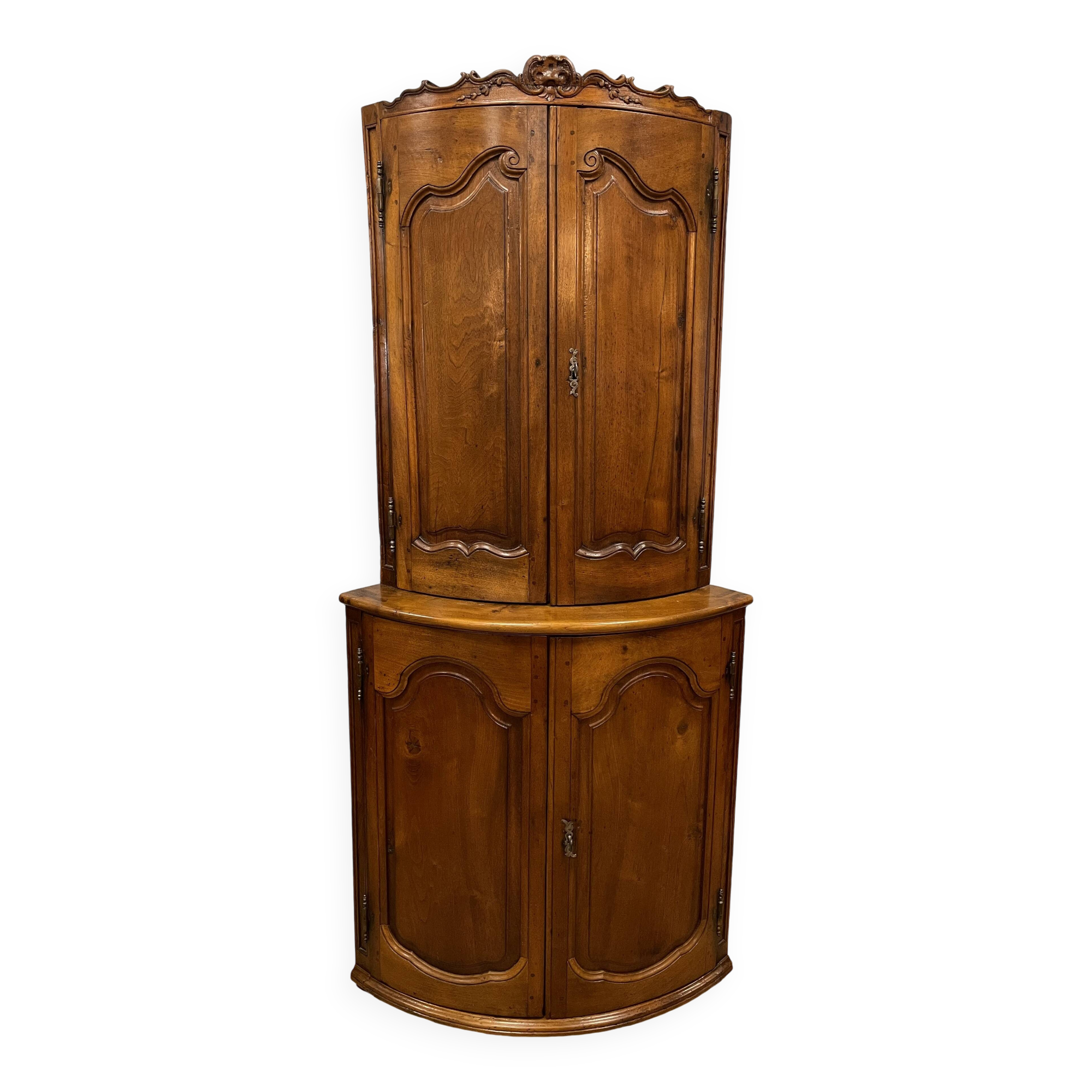 Double Body Corner Cabinet in Walnut from the end of the 19th century
