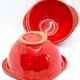 Set of 2 ear bowls in bright red enamelled earth