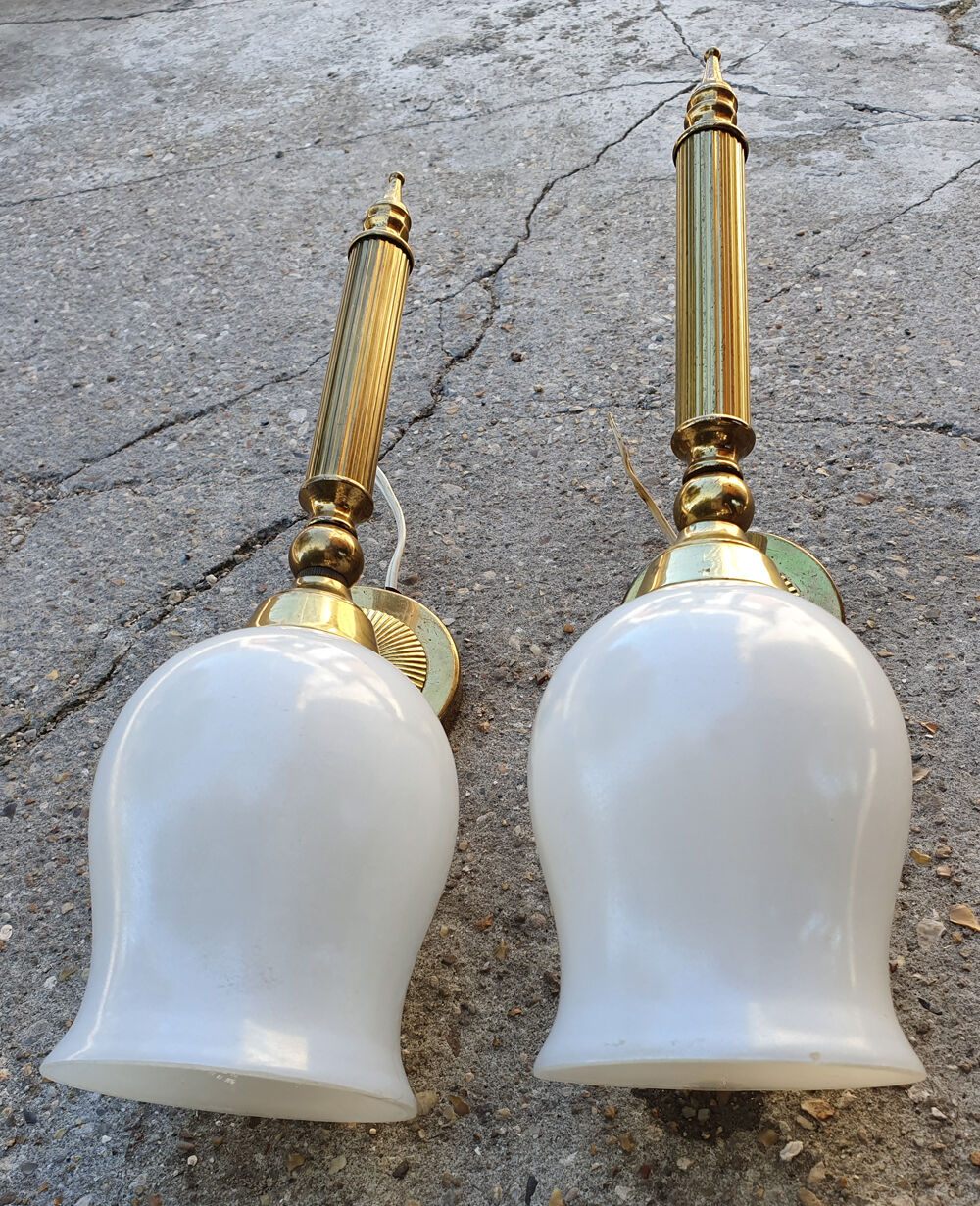 Pair neo classic golden brass sconces 50s