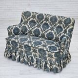 1970s, Danish 2-seater sofa, blue/white furniture fabric, beech wood.