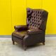Brown vintage handmade chesterfield recliner armchair
