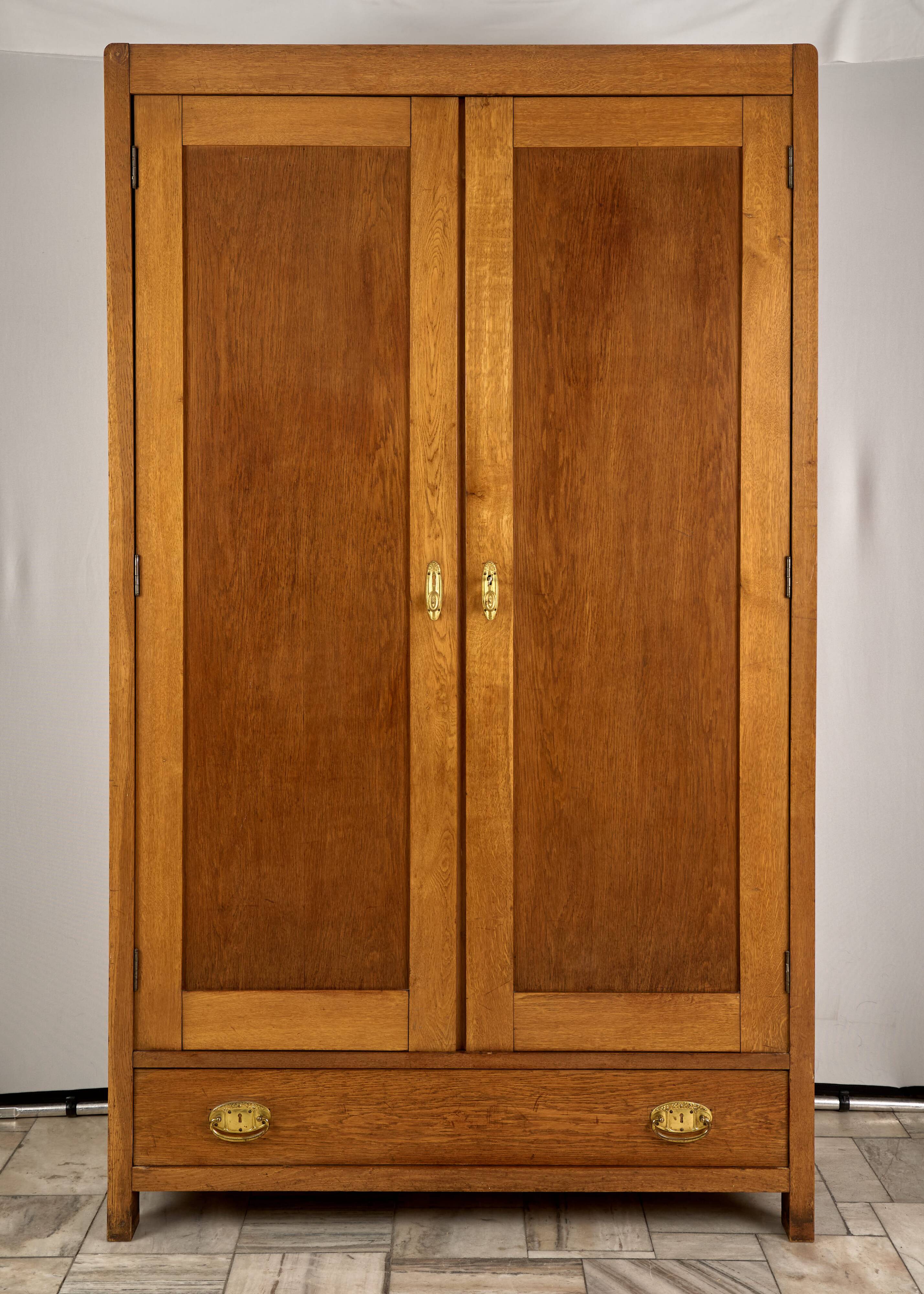Vintage Wooden Wardrobe, 1930s, Czechoslovakia