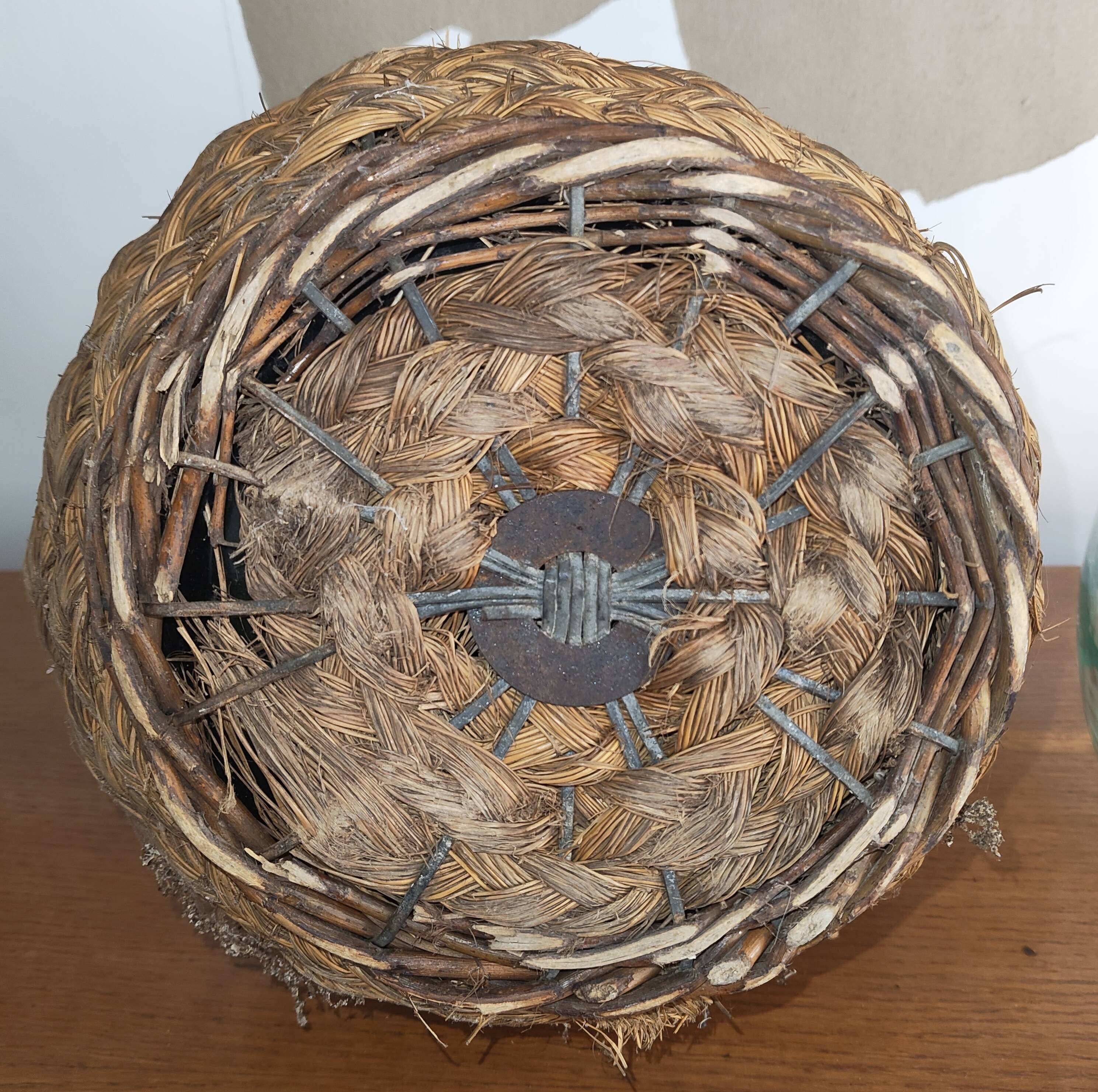 Old Woven Dame-Jeanne with Handle and Cork Stopper