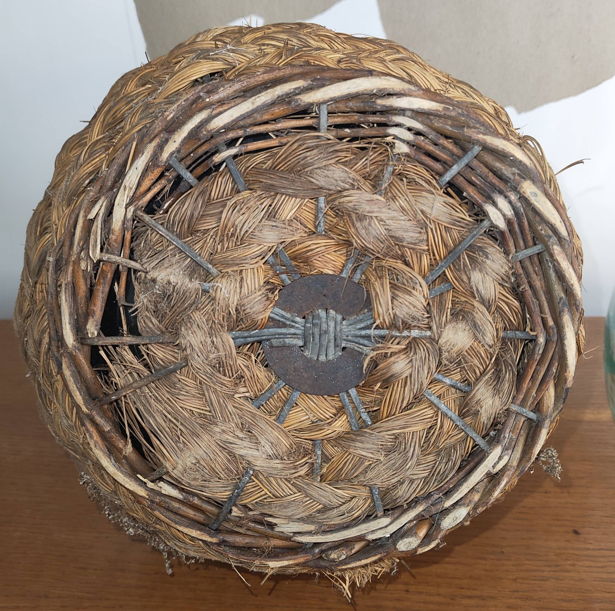 Old Woven Dame-Jeanne with Handle and Cork Stopper