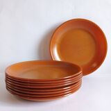 Set of 9 vintage opaline brown plates