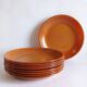 Lot de 9 assiettes marron opaline vintage