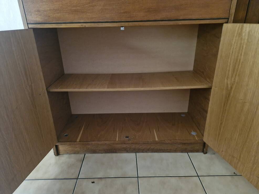 Vintage oak and veneer secretary, Scandinavian style – 1960s/70s
