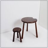 Ensemble de 2 tables tripodes brutalistes