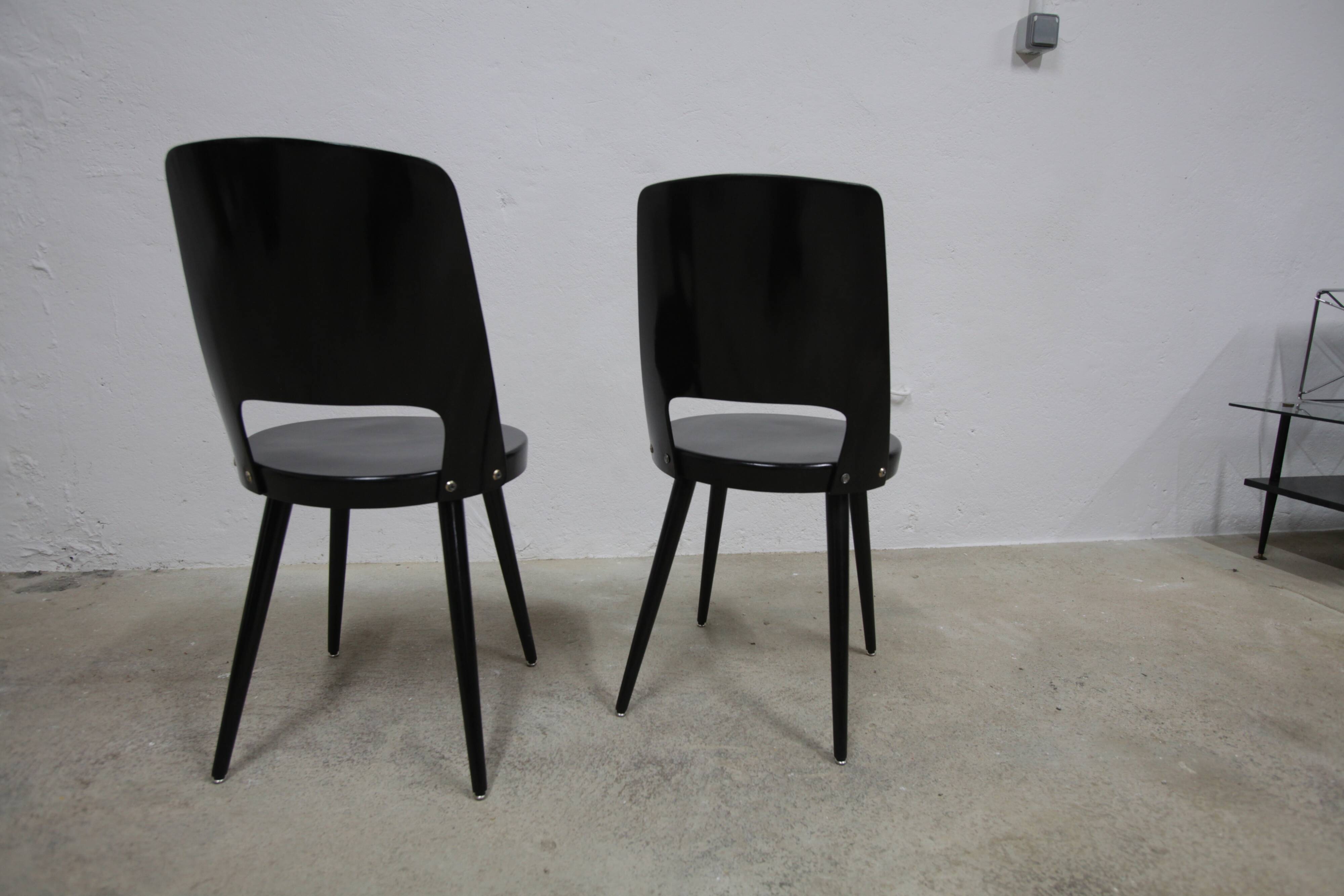 Pair of Baumann Montdor model chairs restored black 1980