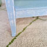 Coffee table in square wood renovated blue