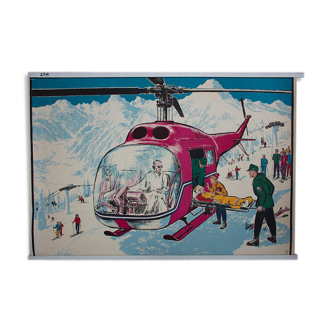 Affiche "Ski accident" impression Offset publié par Quirin Haslinger Linz Autriche 1964