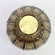 Pair of wall lights or ceiling lights in brass and amber glass by Limburg, Germany, 1960s.
