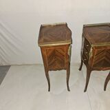 Pair of Louis XV style bedside tables in marquetry