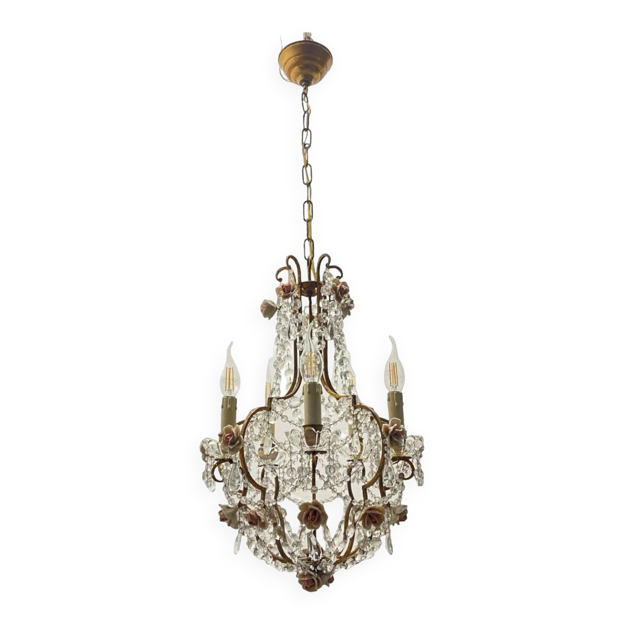 Vintage Crystal Rose Chandelier