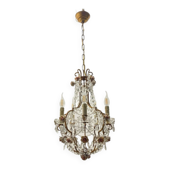 Vintage Crystal Rose Chandelier