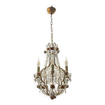 Lustre Rose Vintage en Cristal