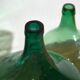 Antique green demijohns (c.1920). 3-piece set #6