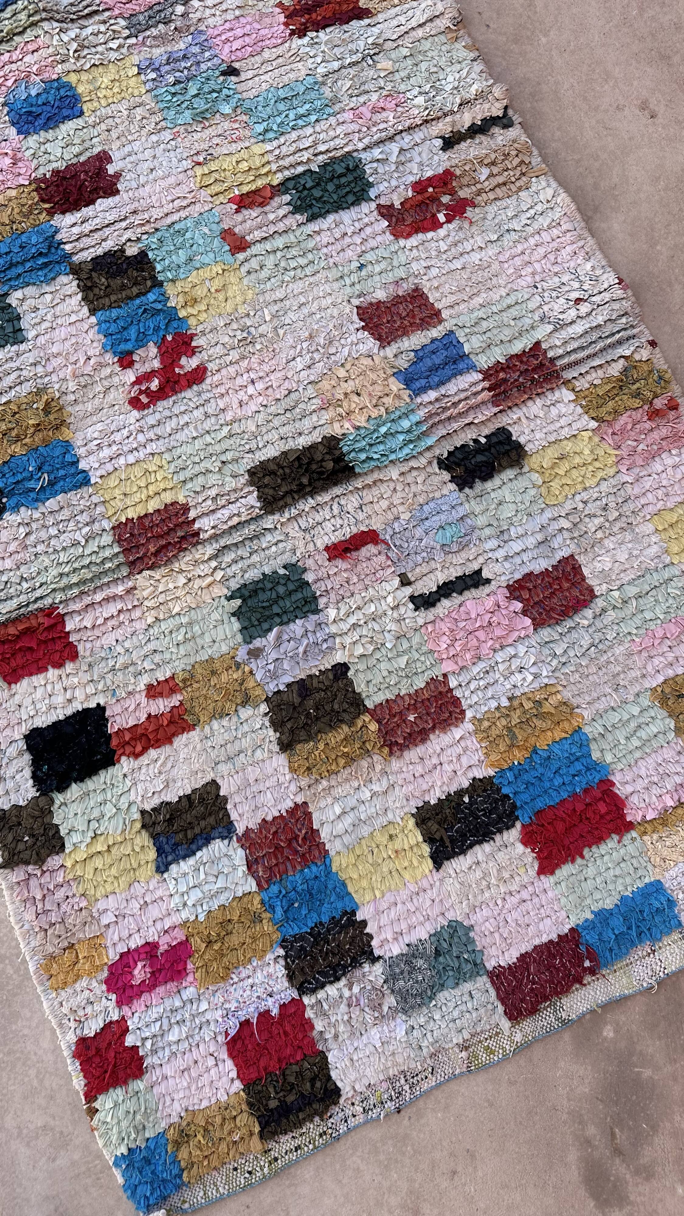 Colorful Boucherouite Moroccan rug - 87 x 190 cm