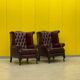Burgundy leather chesterfield wing chair (Price is for one)
