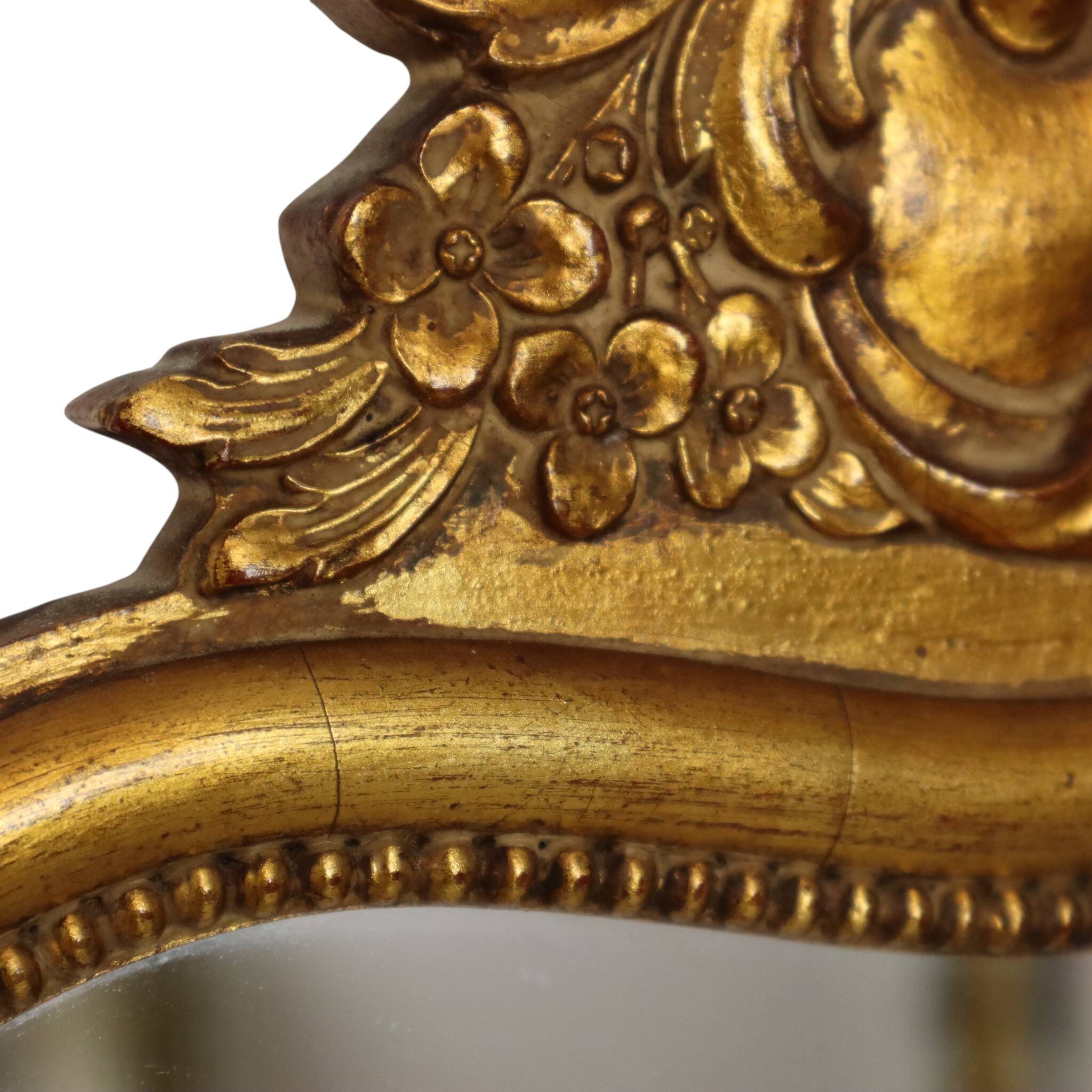 Miroir en bois de style baroque doré français classique 54 cm