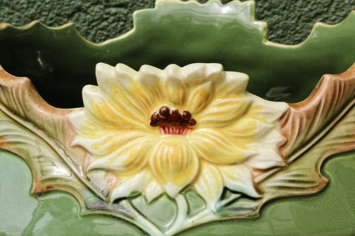 Art Nouveau slip planter with thistles