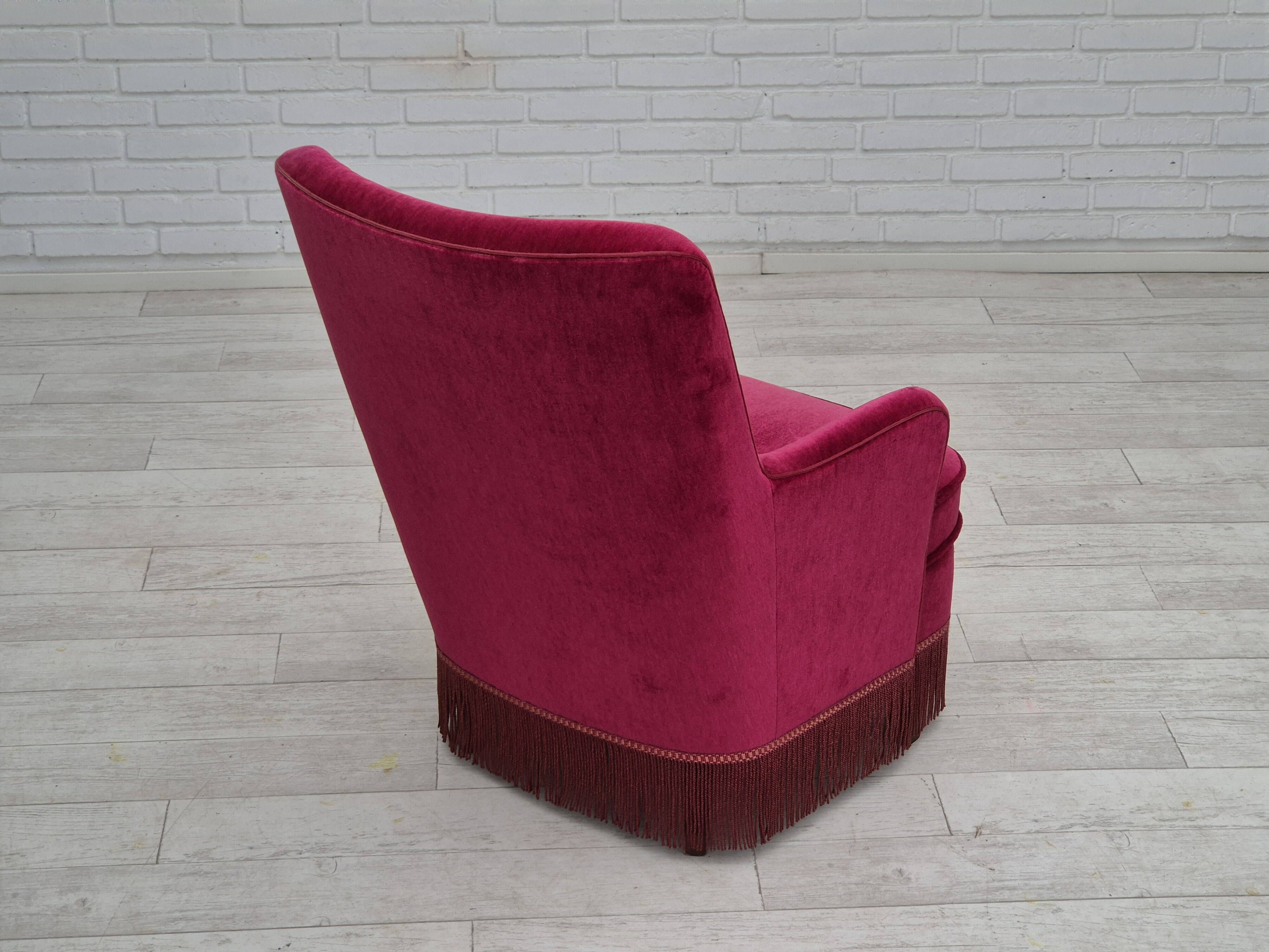 1970s, Danish easy chair, original very good condition, furniture velour.