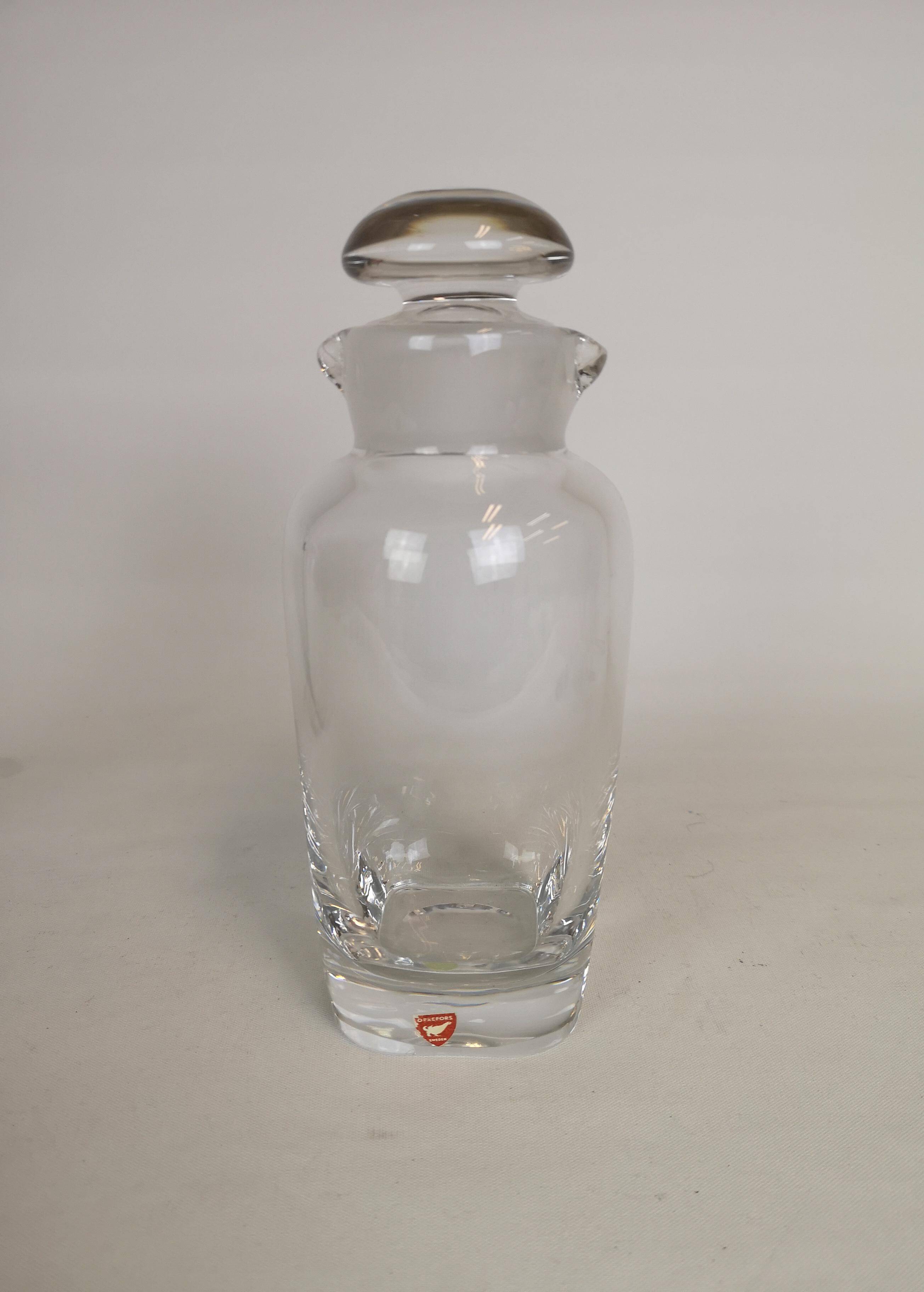 Orrefors ice bucket and shaker set by Nils Landberg, Sweden, 1950s.