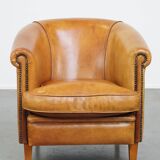 Sheepskin Leather Club Chair with a Warm Color