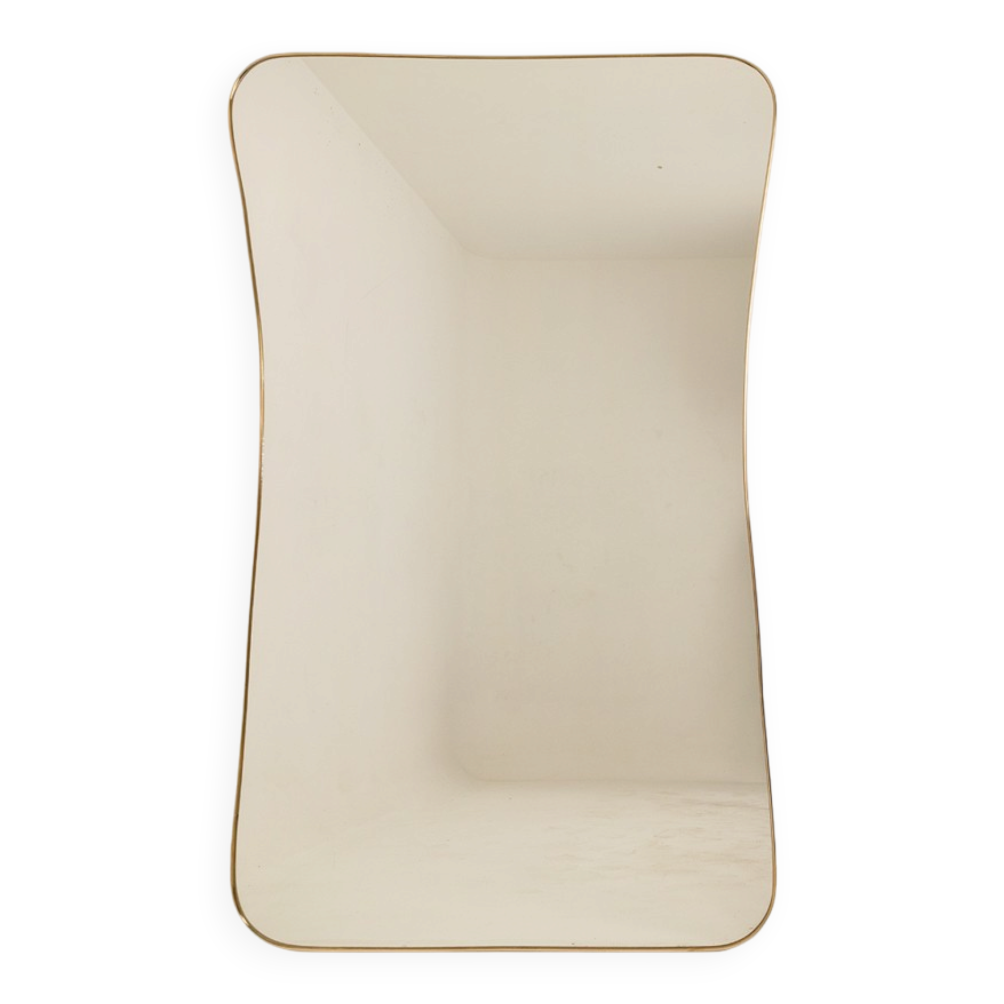 Golden brass mirror in the style of Gio Ponti. 1980s/90s.