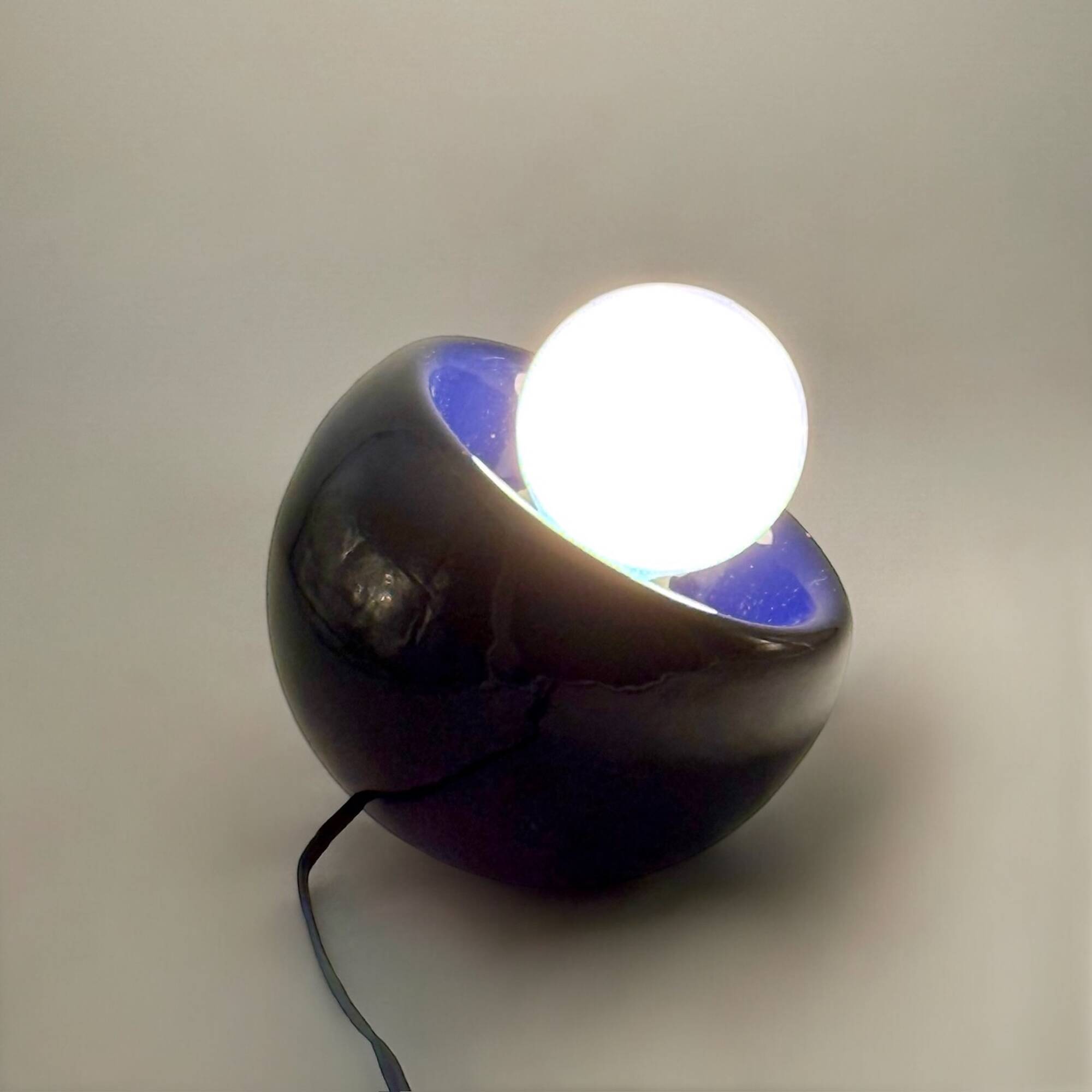 Vintage Blue Ceramic Lamp from Italy, 1970s