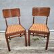 Set de 2 chaises bistrot 1950 bois et rotin