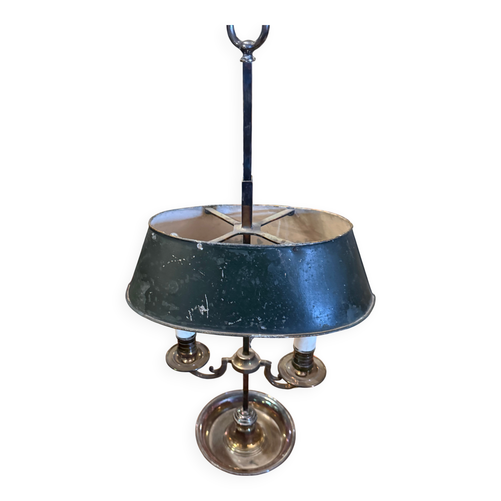 Silver-plated metal base bouillotte lamp