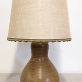XL gourd lamp in ceramic and jute fabric, France circa 1960.