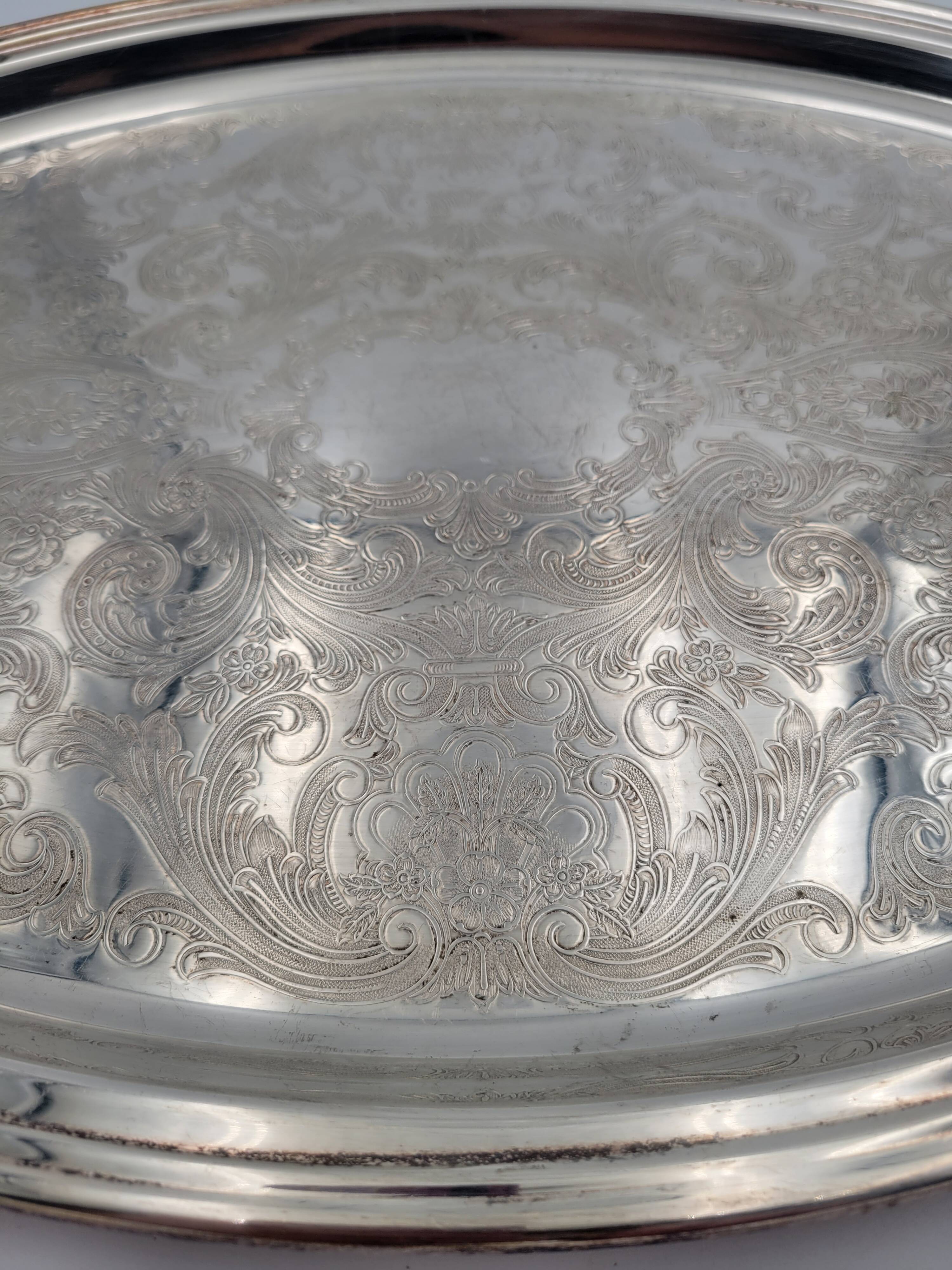 Antique silver metal tray