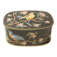 Boîte métallique vintage noire avec décor oiseaux
