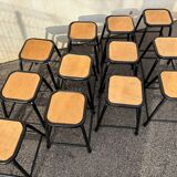 Set of 12 black industrial stools