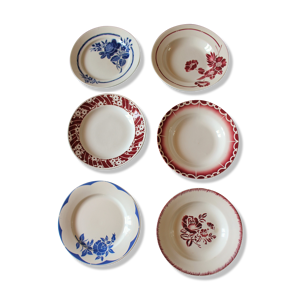 Lot 6 assiettes creuses Digoin sarreguemines
