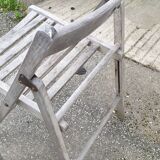 Pair of folding garden chairs in solid teak