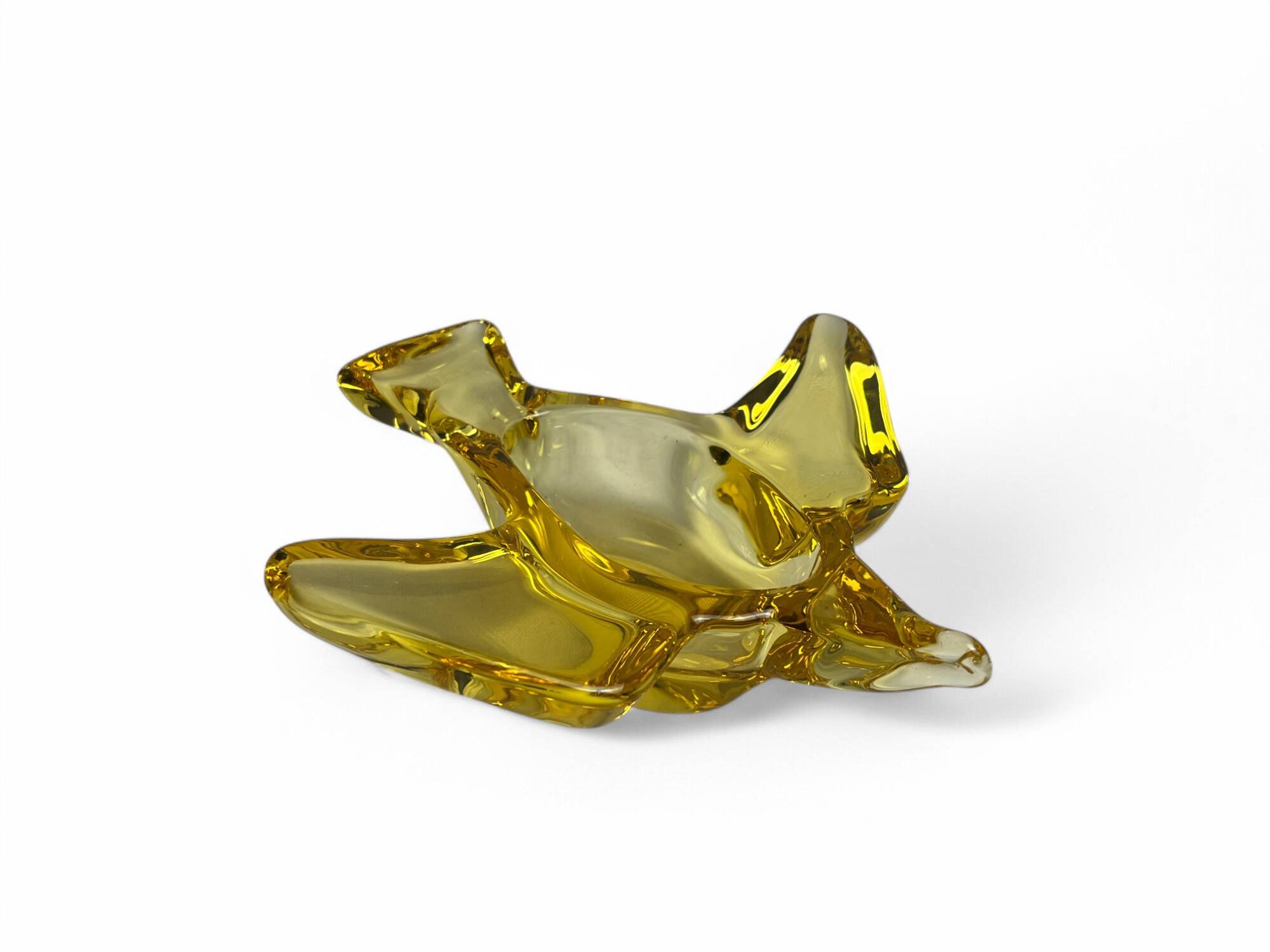 Murano, yellow glass bird-shaped pocket tray, 20th century