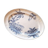 Ceramic dish pattern blue palm trees