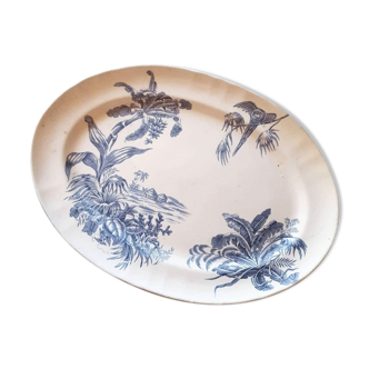 Ceramic dish pattern blue palm trees
