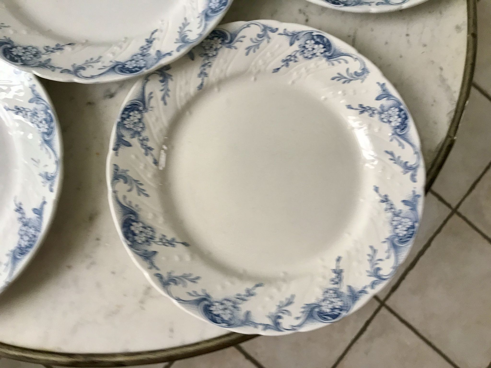set of dessert plates in K&G Lunéville Iron Earth model "Angèle" late 19th century