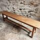 Vintage oak bench, solid wood dining bench, rustic farmhouse bench, French country style, circa 1950–1965.